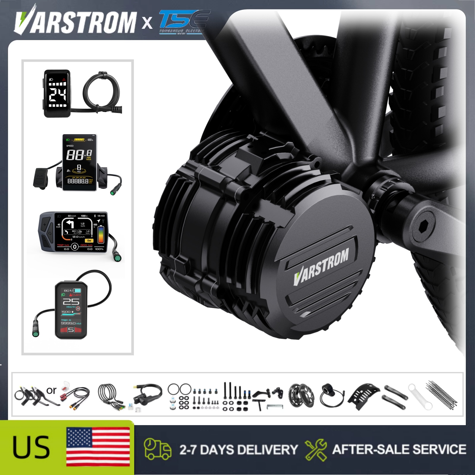 Side Hung Mid Drive Motor Kit - [USA-Lager] Tongsheng TSDZ16 48V 1000W Mittelmotor-Kit