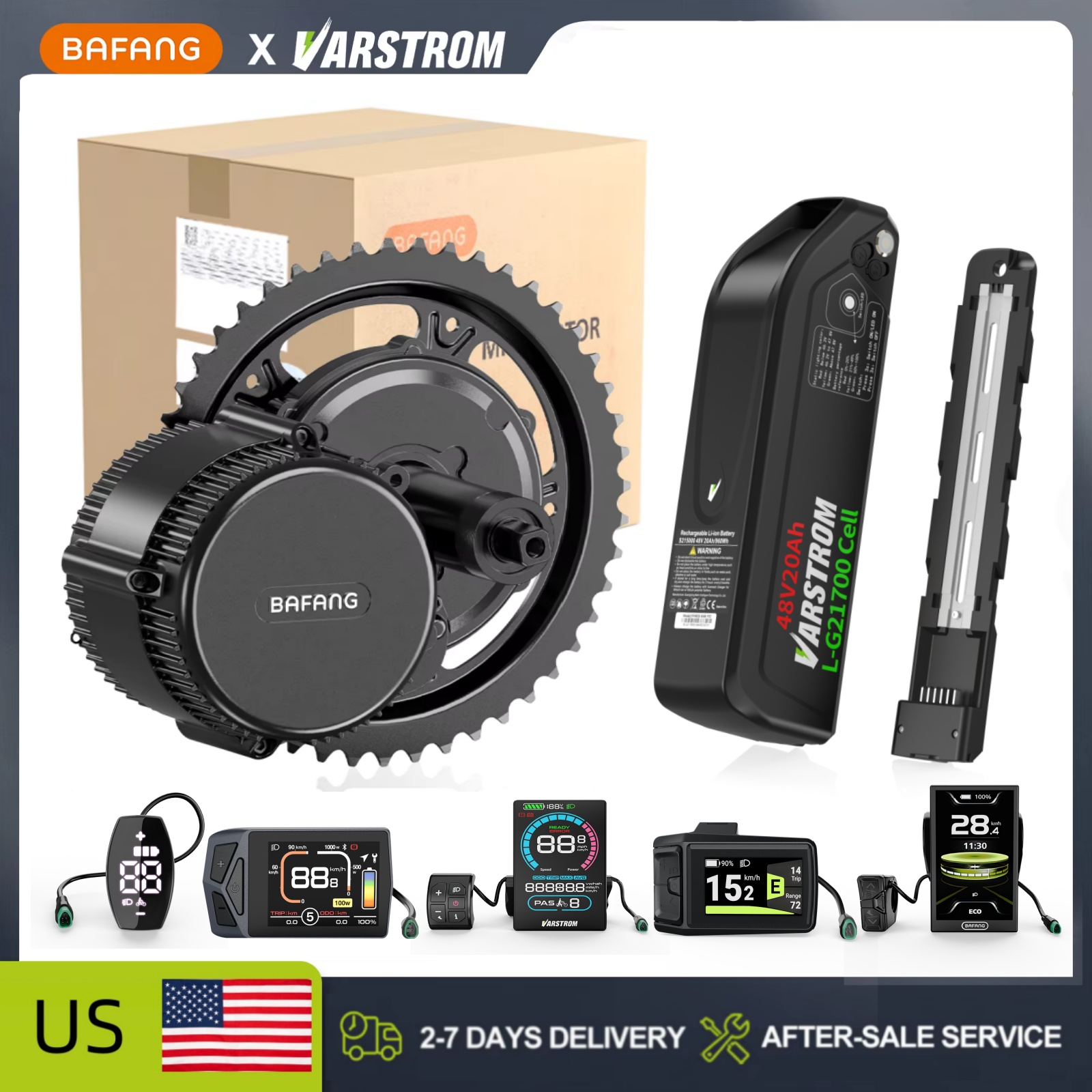 Side Hung Mid Drive Motor Kit - [US-Lager] Bafang 48V Mittelmotor und Akku